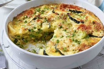 Courgette, pea and pesto frittata