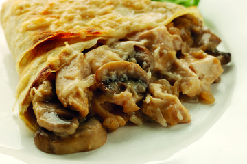 Chicken & mushroom crêpes