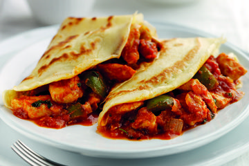 Chicken Balti pancakes