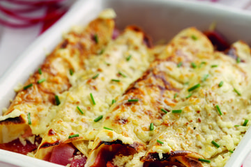 Lancashire cheese and bacon pancakes