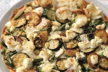 Potato, courgette, bean and goats cheese frittata 
