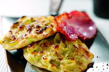 Caerphilly cheese and leek pancakes