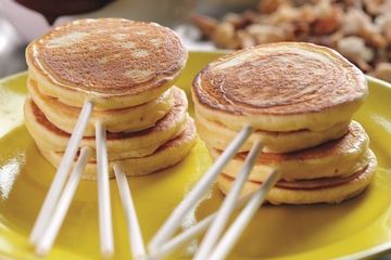Orange lollypop pancakes