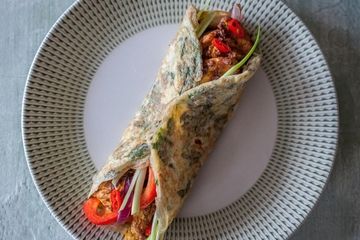 Cooking with children - coriander egg pancake rolls by Holly Bell