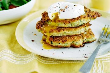 courgette fritters and poached egg