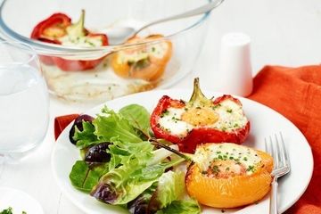 Roast peppers & creamy baked eggs 