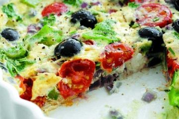 Low calorie feta, pepper and olive tortilla