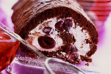 Cherry & chocolate roulade