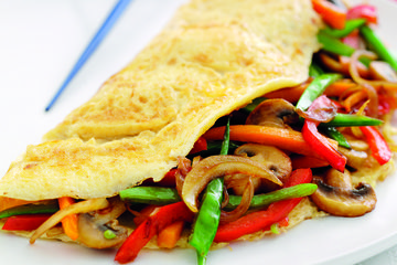 Stir-fried vegetable omelette