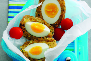 Spicy potato Scotch eggs