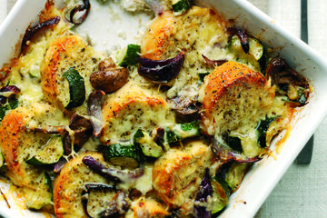 Eggy bread and vegetable cobbler