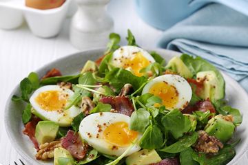 Steph Houghton’s Soft Boiled Eggs with Spinach, Bacon and Walnut Salad