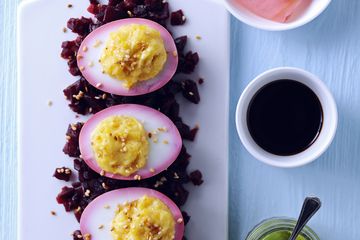 Beetroot Steeped Wasabi Eggs