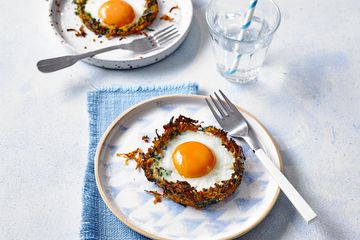 sweet potato and spinach nests