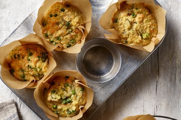 Salmon, pea and broccoli egg muffins