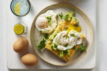 Jalapeno corn bread with poached eggs