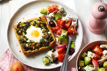 Spinach, feta and egg tarts