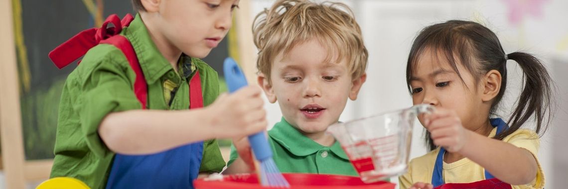 Children cooking in a classroom
